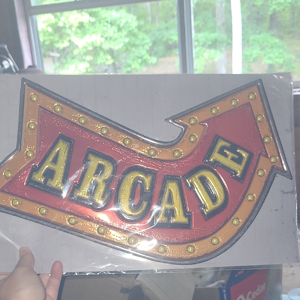 Retro Arcade Sign with Arrow Design